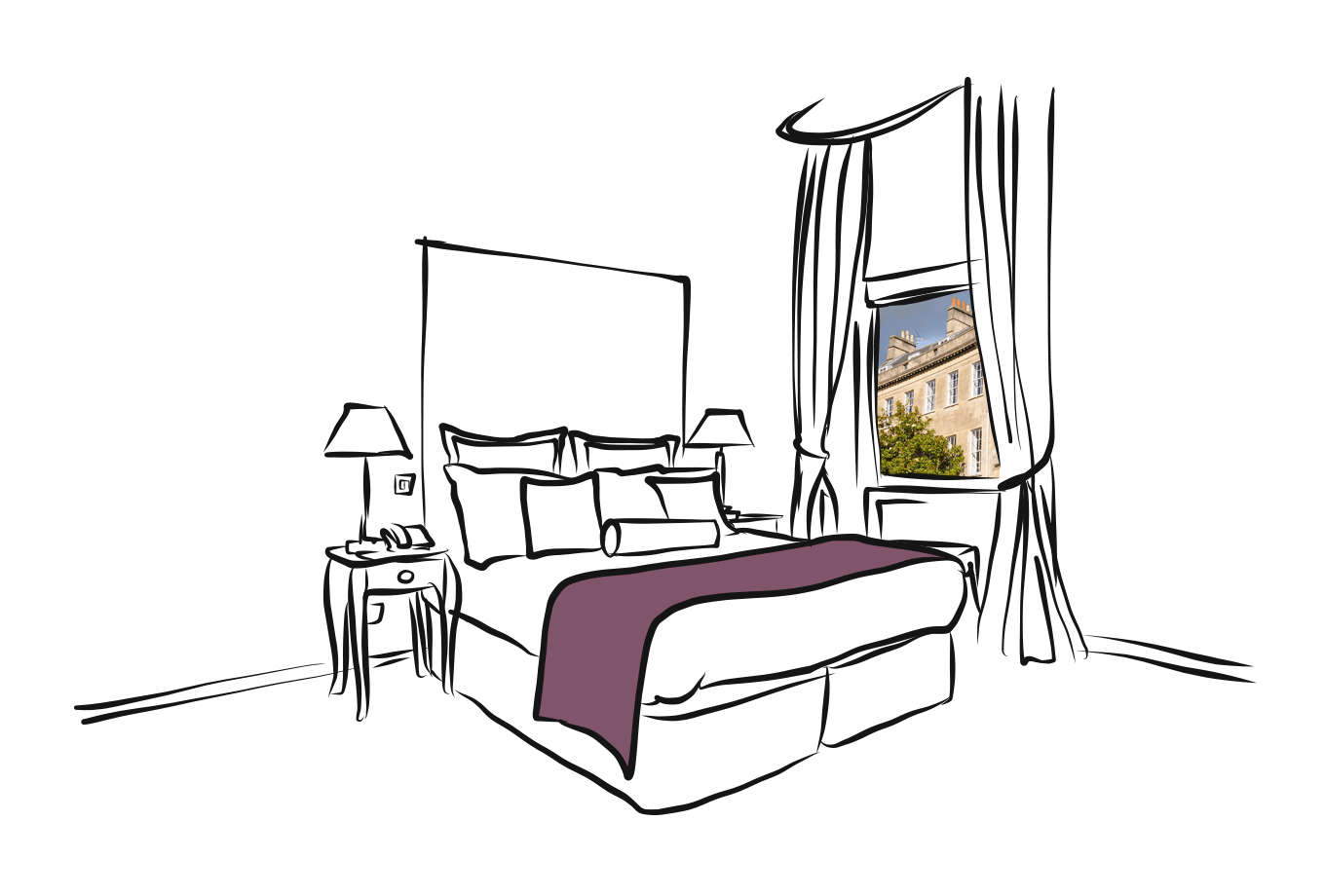 b&b insurance illustration of accomodation with view onto historical building