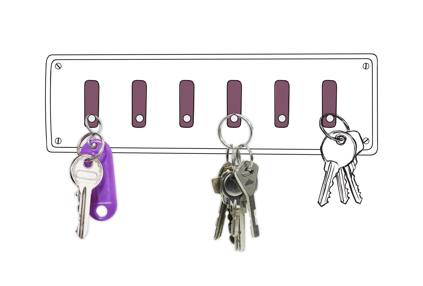 landlord insurance illustration of keys hanging on hooks