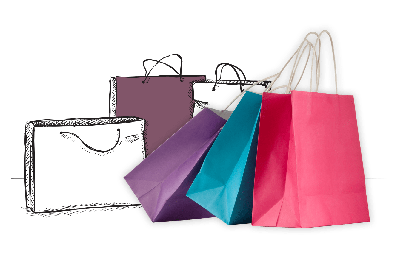 shop cheap insurance illustration of colourful shopping bags