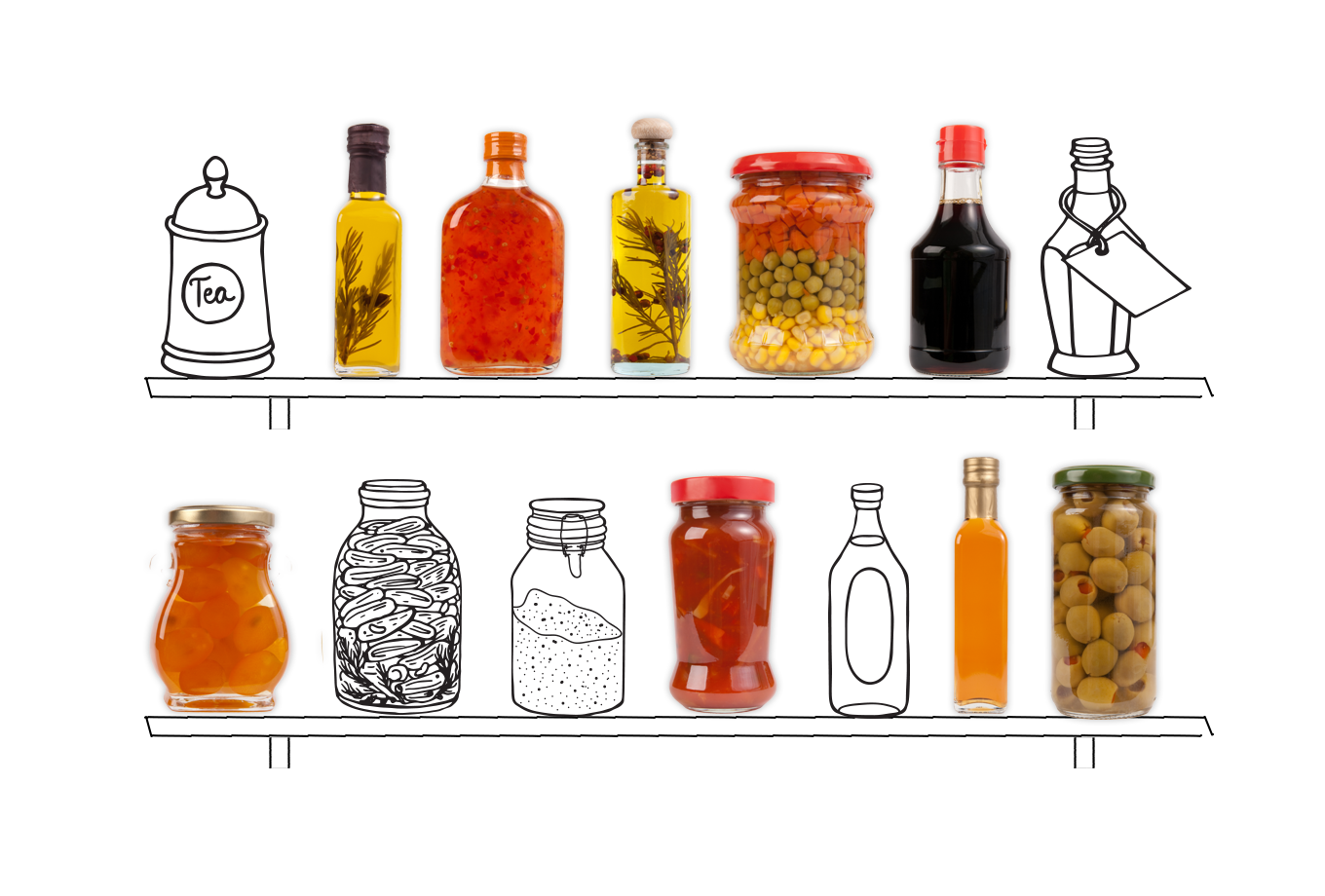 specialist food shop insurance illustration of assorted food items in jars