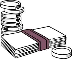 accountant insurance illustration of coins and cash