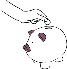 personal investment landlord insurance illustration of person inserting money into piggy bank