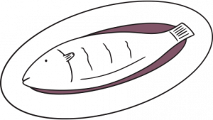 fishmonger insurance illustration of fish served on plate
