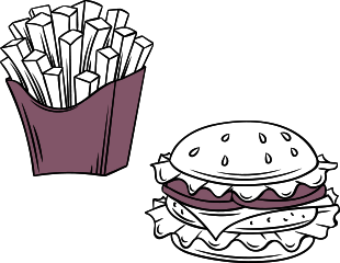 takeaway food shop insurance illustration of burger and fries