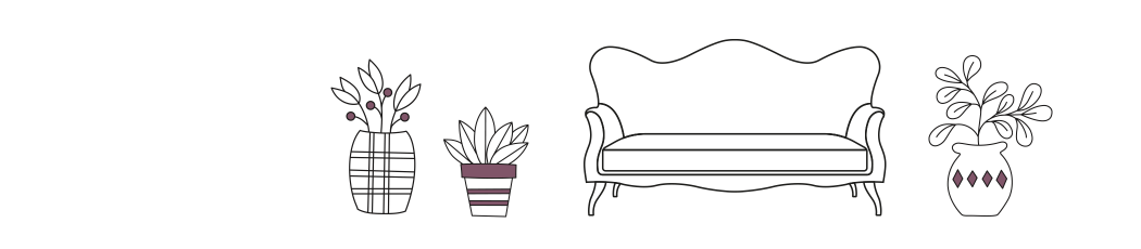 insurance illustration of sofa and plant pots